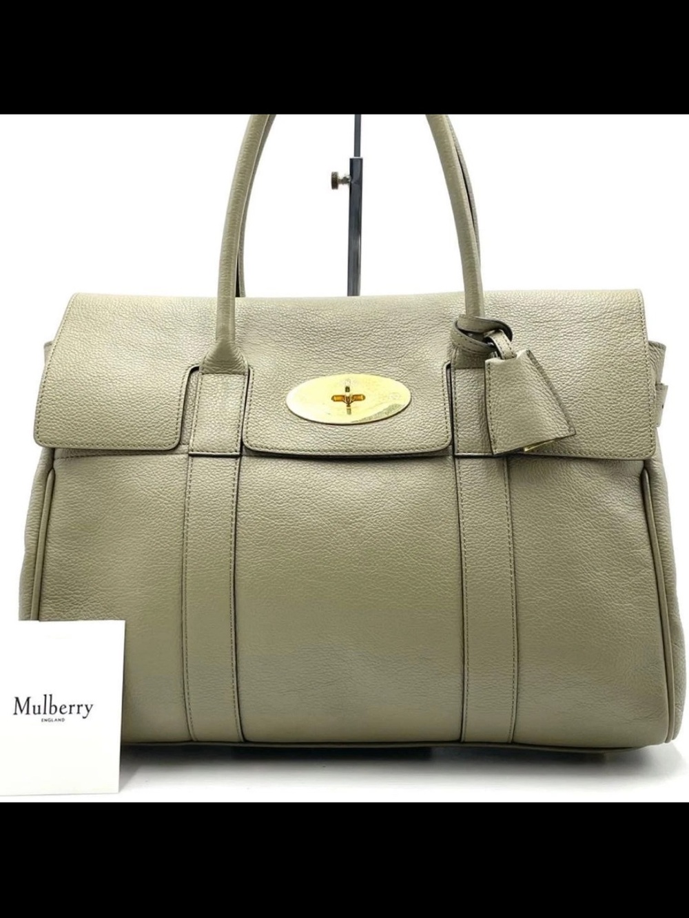 Mulberry Olive Green Leather Satchel with Gold Hardware